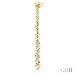 1 1/2 Ctw Round Cut Diamond Riviera Drop Earring in 14K Yellow Gold 1 1/2 Ctw Round Cut Diamond Riviera Drop Earring in 14K Yellow Gold