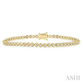 1 Ctw Round Cut Diamond Illusion Tennis Bracelet in 14K Yellow Gold