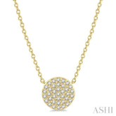 1/6 Ctw Disc Round Cut Diamond Petite Pendant With Chain in 10K Yellow Gold