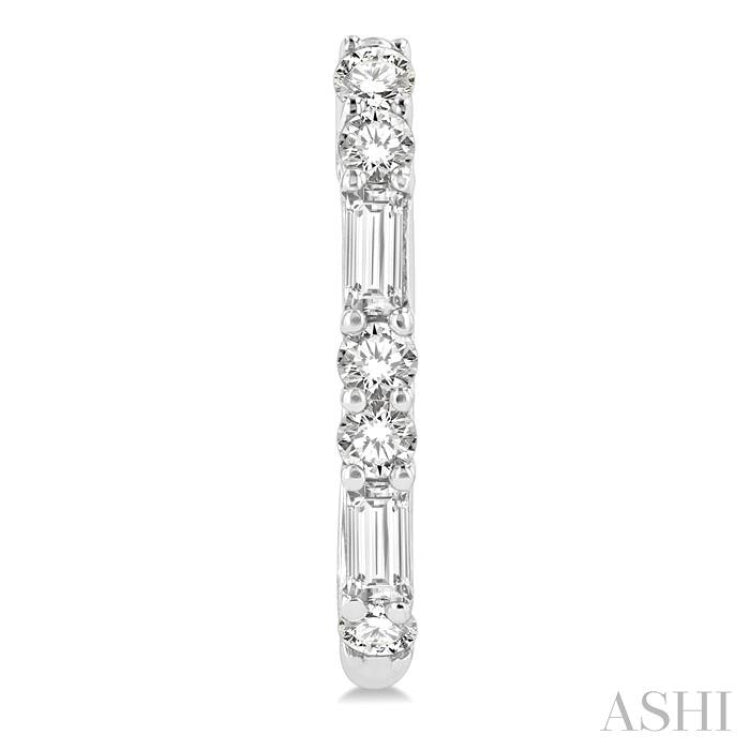 1/3 Ctw Baguette and Single Cut Diamond Petite Huggies in 14K White Gold 1/3 Ctw Baguette and Single Cut Diamond Petite Huggies in 14K White Gold
