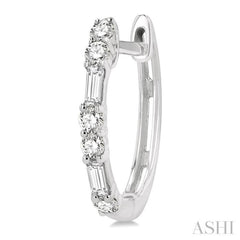 1/3 Ctw Baguette and Single Cut Diamond Petite Huggies in 14K White Gold 1/3 Ctw Baguette and Single Cut Diamond Petite Huggies in 14K White Gold