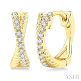 1/6 Ctw Petite Criss-Cross Rope and Round Cut Diamond Fashion Huggies in 10K Yellow Gold