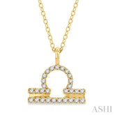 1/8 Ctw Libra Round Cut Diamond Zodiac Pendant With Chain in 14K Yellow Gold