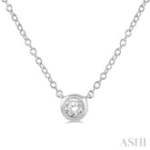 1/10 Ctw Bezel Round Cut Diamond Petite Fashion Pendant With Chain in 10K White Gold
