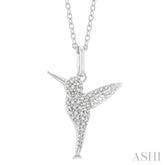 1/6 Ctw Petite Hummingbird Round Cut Diamond Fashion Pendant With Chain in 10K White Gold