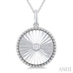 1/20 Ctw Round fluted medallion Round Cut Diamond Pendant With Chain in Sterling Silver 1/20 Ctw Round fluted medallion Round Cut Diamond Pendant With Chain in Sterling Silver