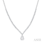 1 Ctw Pear Drop Round Cut Diamond Necklace in 14K White Gold