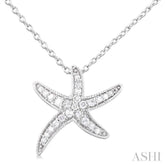 1/10 Ctw Petite Milgrain Starfish Round Cut Diamond Fashion Pendant With Chain in 10K White Gold