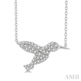 1/6 Ctw Petite Hummingbird Round Cut Diamond Fashion Pendant With Chain in 10K White Gold