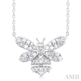 1/4 Ctw Petite Bumble Bee Round Cut Diamond Fashion Pendant With Chain in 10K White Gold