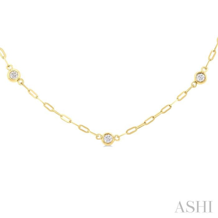 1/4 Ctw Bezel Set Round Cut Diamond Paperclip Station Necklace in 14K Yellow Gold 1/4 Ctw Bezel Set Round Cut Diamond Paperclip Station Necklace in 14K Yellow Gold