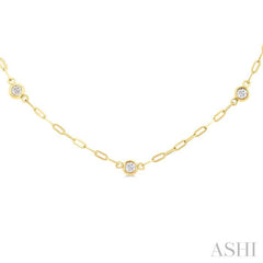 1/4 Ctw Bezel Set Round Cut Diamond Paperclip Station Necklace in 14K Yellow Gold 1/4 Ctw Bezel Set Round Cut Diamond Paperclip Station Necklace in 14K Yellow Gold