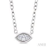 1/6 Ctw Petite East-West Bezel Set Marquise Cut Diamond Fashion Pendant With Chain in 10K White Gold