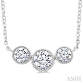 3/4 Ctw Past, Present & Future 3-Stone Bezel Set Round Cut Diamond Necklace in 14K White Gold