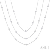 7 Ctw Bezel Set Round Cut Diamond 60-Inch Long Station Necklace in 14K White Gold