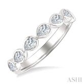 3/4 Ctw East-West Set Pear Cut Bezel Diamond Stackable Fashion Band in 14K White Gold