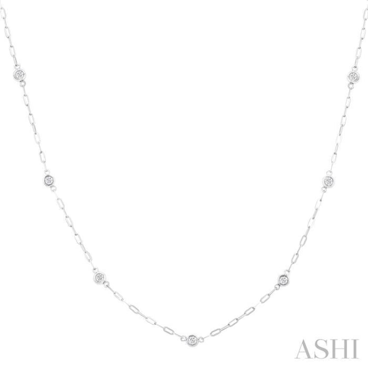 1/4 Ctw Bezel Set Round Cut Diamond Paperclip Station Necklace in 14K White Gold 1/4 Ctw Bezel Set Round Cut Diamond Paperclip Station Necklace in 14K White Gold