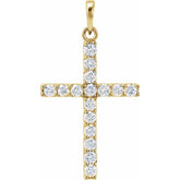 14K Yellow 1/10 CTW Natural Diamond Cross Pendant