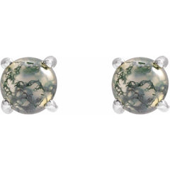 14K White Natural Moss Agate Earrings 14K White Natural Moss Agate Earrings