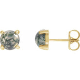 14K Yellow 6 mm Natural Moss Agate Earrings