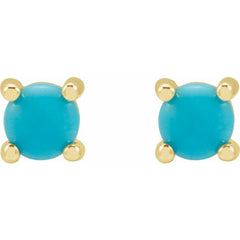 14K Yellow 4 mm Natural Turquoise Earrings 14K Yellow 4 mm Natural Turquoise Earrings