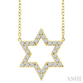 1/4 Ctw Star of David Round Cut Diamond Fashion Pendant With Chain in 14K Yellow Gold