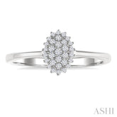 1/6 Ctw Petite Oval Shape Round Cut Diamond Cluster Fashion Ring in 10K White Gold