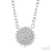 1/6 Ctw Petite Round Shape Round Cut Diamond Cluster Fashion Pendant With Chain in 10K White Gold