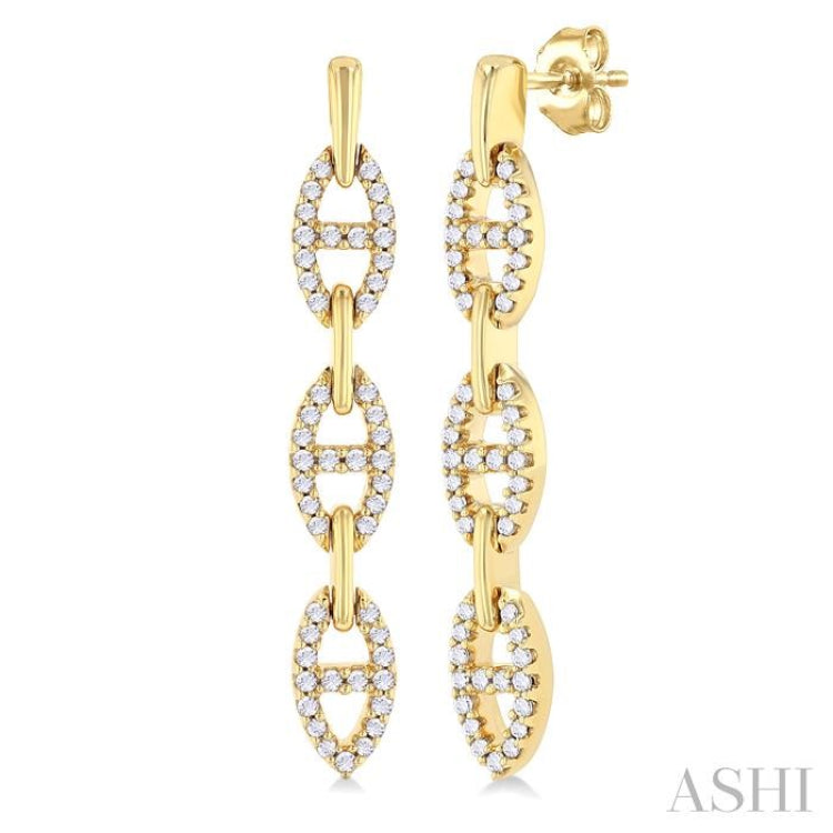 1/3 Ctw Open Window D-Link Round Cut Diamond Fashion Long Earring in 14K Yellow Gold 1/3 Ctw Open Window D-Link Round Cut Diamond Fashion Long Earring in 14K Yellow Gold
