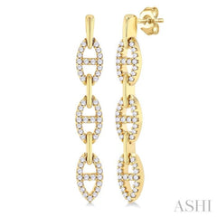 1/3 Ctw Open Window D-Link Round Cut Diamond Fashion Long Earring in 14K Yellow Gold 1/3 Ctw Open Window D-Link Round Cut Diamond Fashion Long Earring in 14K Yellow Gold