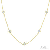 2 Ctw Princess Cut Diamond Fashion Necklace in 14K Yellow Gold