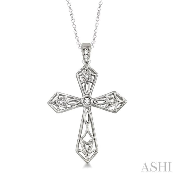 1/20 Ctw Single Cut Diamond Cross Pendant in Sterling Silver with Chain 1/20 Ctw Single Cut Diamond Cross Pendant in Sterling Silver with Chain