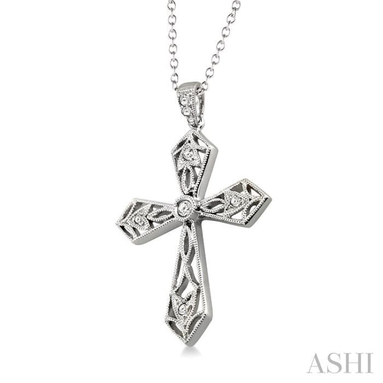1/20 Ctw Single Cut Diamond Cross Pendant in Sterling Silver with Chain 1/20 Ctw Single Cut Diamond Cross Pendant in Sterling Silver with Chain