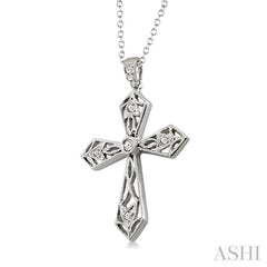1/20 Ctw Single Cut Diamond Cross Pendant in Sterling Silver with Chain 1/20 Ctw Single Cut Diamond Cross Pendant in Sterling Silver with Chain
