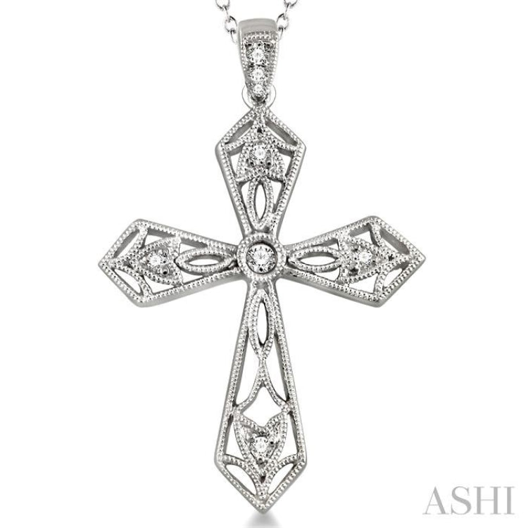 1/20 Ctw Single Cut Diamond Cross Pendant in Sterling Silver with Chain 1/20 Ctw Single Cut Diamond Cross Pendant in Sterling Silver with Chain