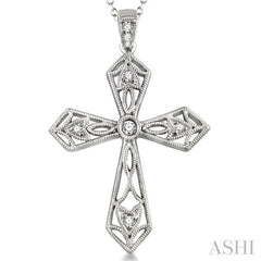 1/20 Ctw Single Cut Diamond Cross Pendant in Sterling Silver with Chain 1/20 Ctw Single Cut Diamond Cross Pendant in Sterling Silver with Chain