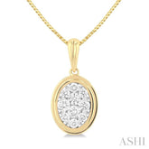 1/3 Ctw Lovebright Oval Shape Round Cut Diamond Fashion Pendant With Chain in 14K Yellow and White Gold
