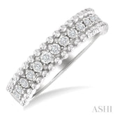 1/10 Ctw Round Cut Diamond Bold Bead Design Fashion Band in Sterling Silver