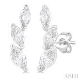 1/3 Ctw Graduated Marquise Cut Diamond Fashion Ear Climbers in 14K White Gold