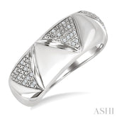 1/10 Ctw Bold Straight and Inverted Chevron Round Cut Diamond Wide Fashion Band in Sterling Silver