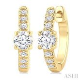 3/8 Ctw Round Shape Round Cut Diamond Fashion Huggie Petite Earrings in 14K Yellow Gold