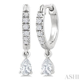 3/8 Ctw Pear Shape and Round Cut Diamond Fashion Huggie Petite Earrings in 14K White Gold