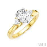 1/4 Ctw Oval Shape Trillion Cut & Round Cut Diamond Semi-Mount Engagement Ring in 14K Yellow and White Gold