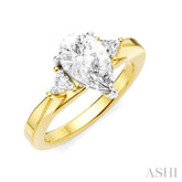 1/4 Ctw Pear Shape Trillion Cut & Round Cut Diamond Semi-Mount Engagement Ring in 14K Yellow and White Gold