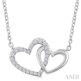 1/8 Ctw Interlocked Heart Round Cut Diamond Fashion Pendant With Chain in 10K White Gold