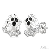 1/20 Ctw Petite Ghost Round Cut Diamond Fashion Earrings in 10K White Gold
