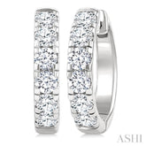 1 1/2 Ctw Round Cut Diamond Hoop Earrings in 14K White Gold