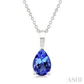 6X4 MM Pear Shape Tanzanite Precious Solitaire Pendant With Chain in 14K White Gold