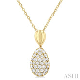 1/4 Ctw Pear Shape Pave Set Single Cut Diamond Fashion Pendant With Chain in 10K Yellow Gold