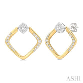 1/3 Ctw Cushion Shape Lovebright Round Cut Diamond Earrings in 10K Yellow and White Gold